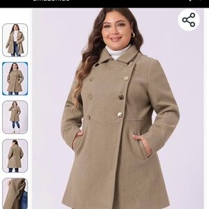 Elegant Double-Breasted Pea Coat in Tan